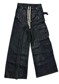 Wax denim cargos